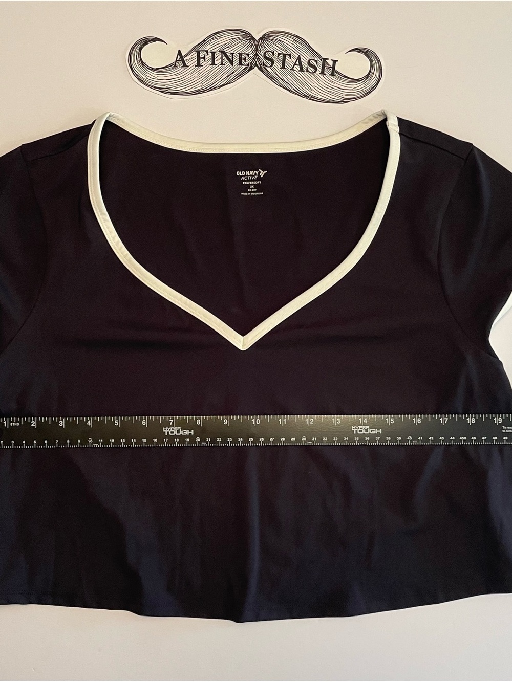 Old Navy Black Short-Sleeve V-Neck Tee with White Trim